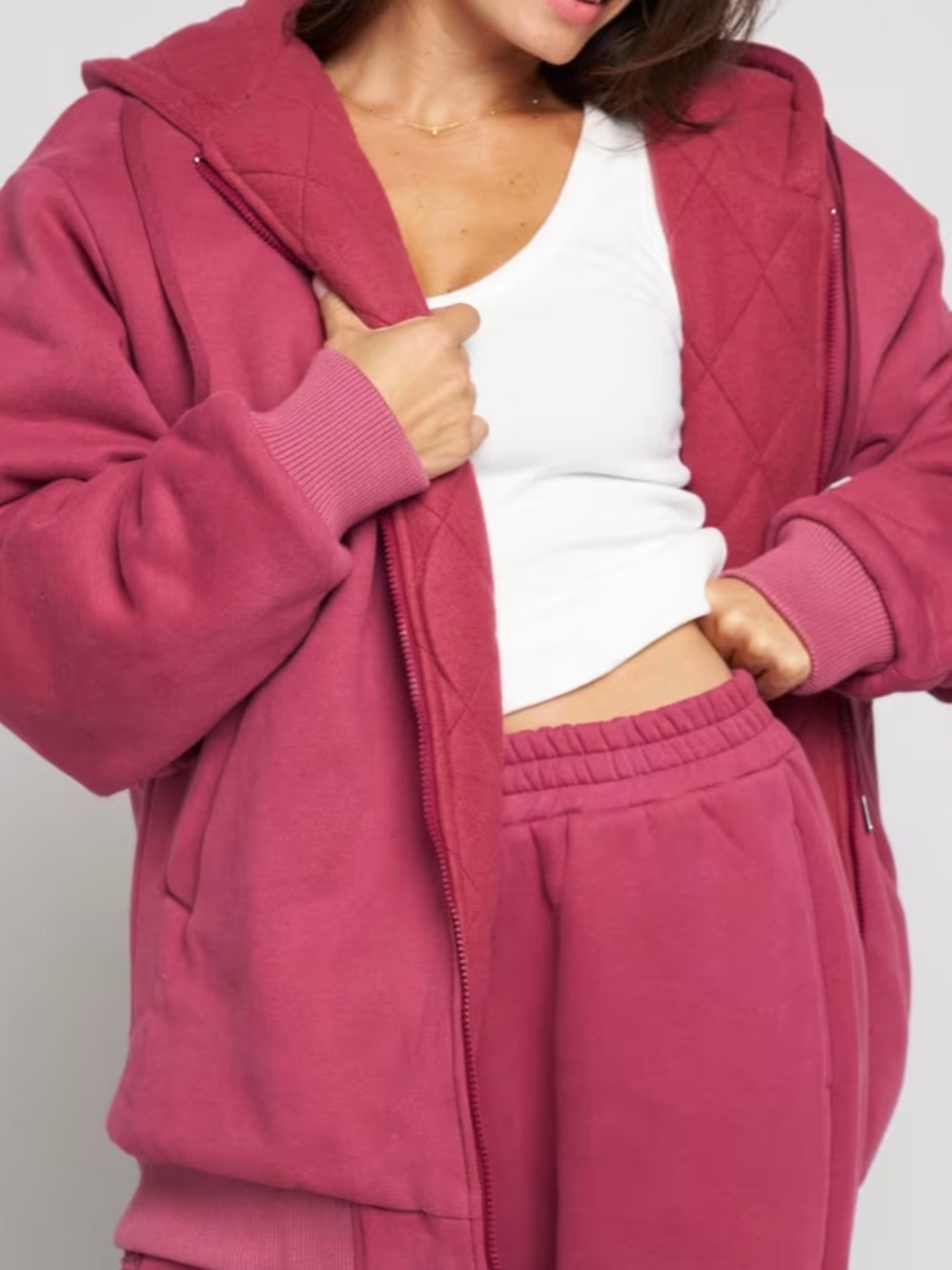 COMFRT WEIGHTED HOODIE BERRY - S